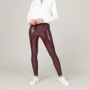 Spanx Faux Patent Leather Leggings Ruby XL